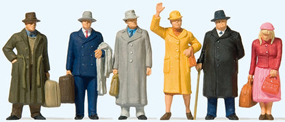 Preiser 65366 1/45 Scale Standing & Walking Passengers -- pkg(6)