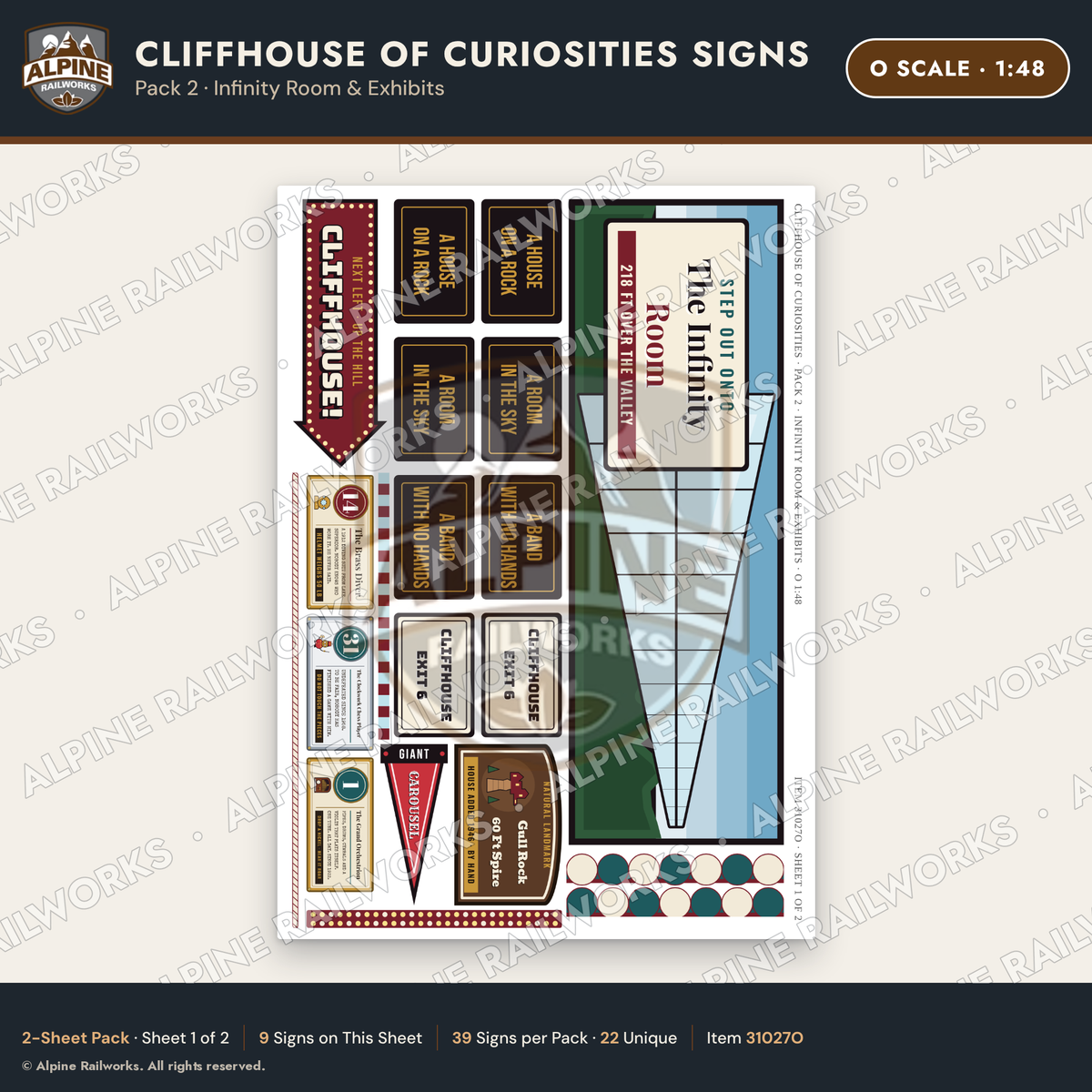 Alpine Railworks 31027O O Scale Roadside Signs - Curiosity House