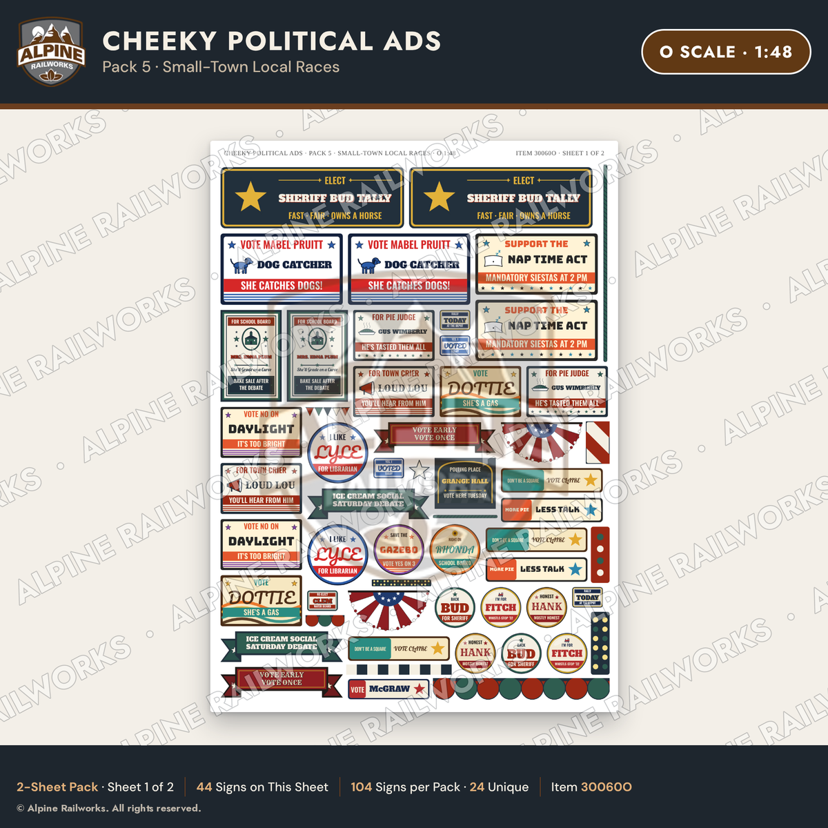 Alpine Railworks 30060O O Scale Cheeky Political Ads