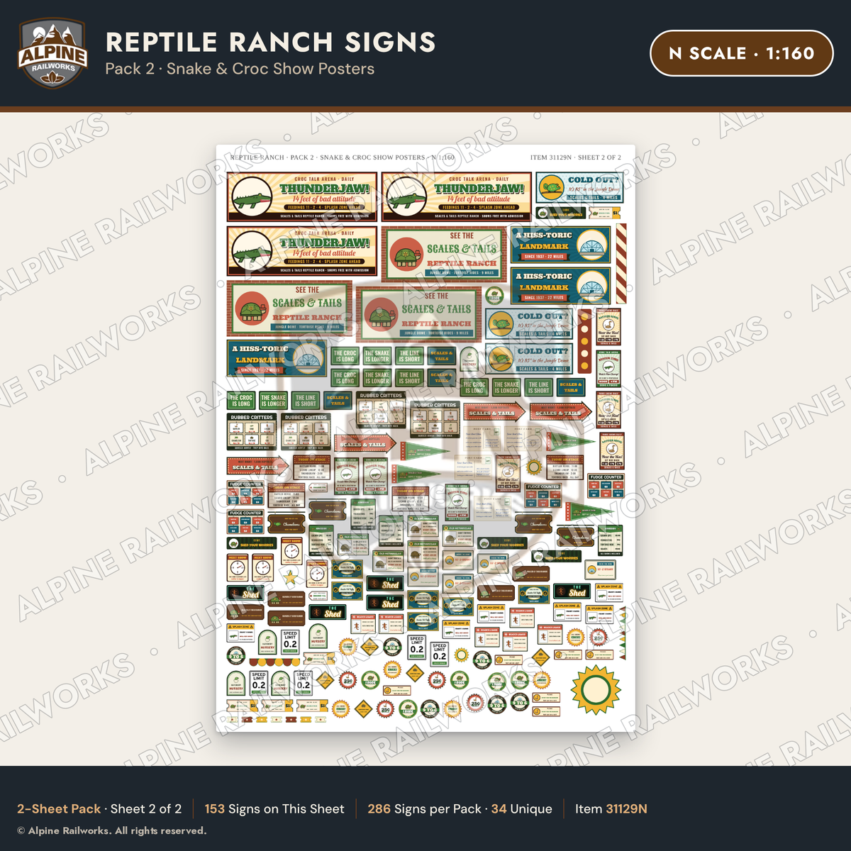 Alpine Railworks 31129N N Scale Roadside Signs - Reptile Zoo