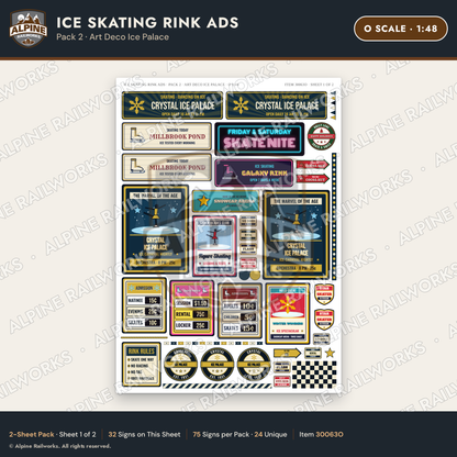 Alpine Railworks 30063O O Scale Ice Skating Rink Ads