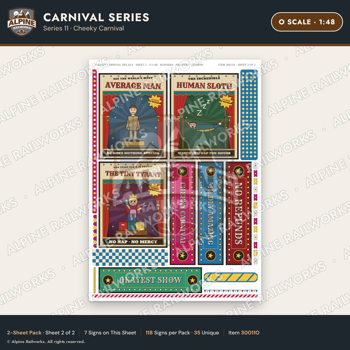 Alpine Railworks 30011O O Scale Carnival Signs - Cheeky Carnival