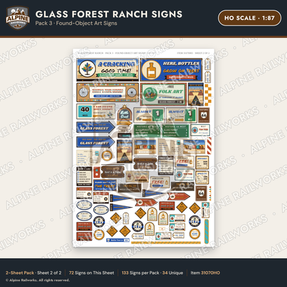 Alpine Railworks 31070HO HO Scale Roadside Signs - Bottle Tree Ranch