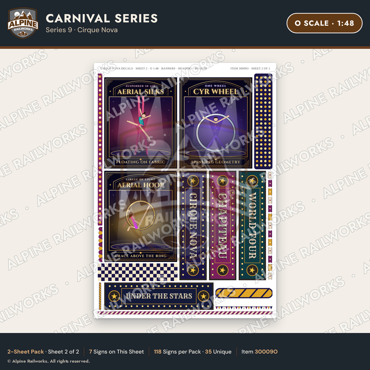 Alpine Railworks 30009O O Scale Carnival Signs - Cirque Nova