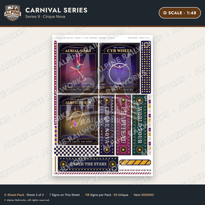 Alpine Railworks 30009O O Scale Carnival Signs - Cirque Nova