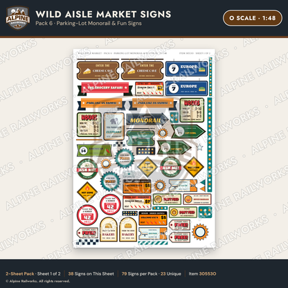 Alpine Railworks 30553O O Scale Roadside Signs - Jungle Grocery Store