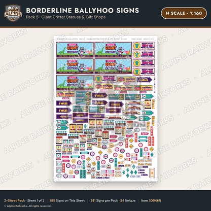Alpine Railworks 30546N N Scale Roadside Signs - Border Tourist Stop