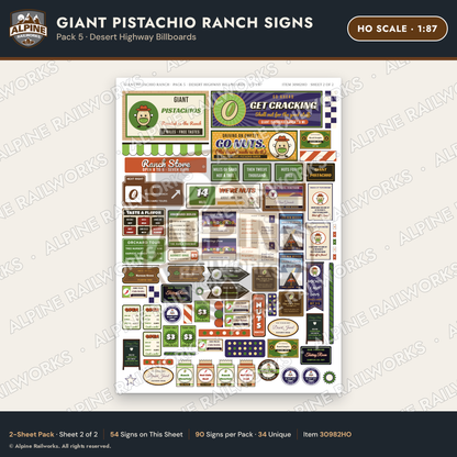 Alpine Railworks 30982HO HO Scale Roadside Signs - Giant Pistachio
