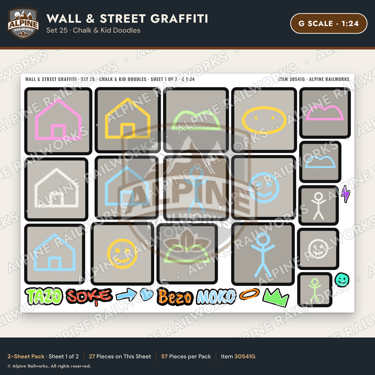 Alpine Railworks 30541G G Scale Wall & Street Graffiti Cut-Outs