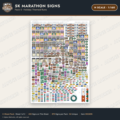 Alpine Railworks 30240N N Scale 5K Marathon Signs