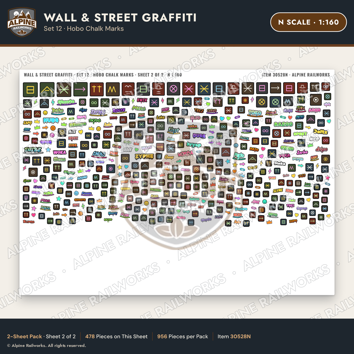Alpine Railworks 30528N N Scale Wall & Street Graffiti Cut-Outs