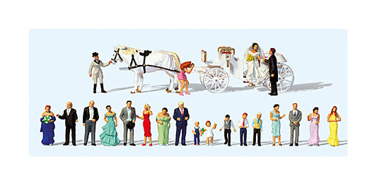 Preiser 13011 HO Scale Wedding Reception with Horse-Drawn Carriage