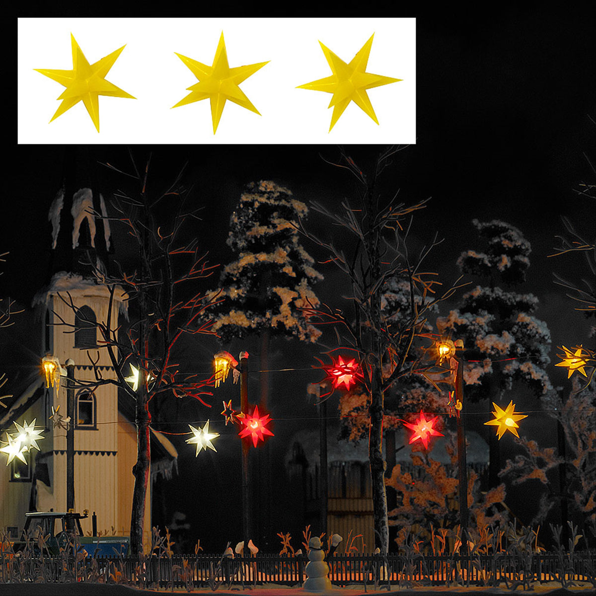 Busch 5415 HO Scale Illuminated Star, Yellow 3-Pack