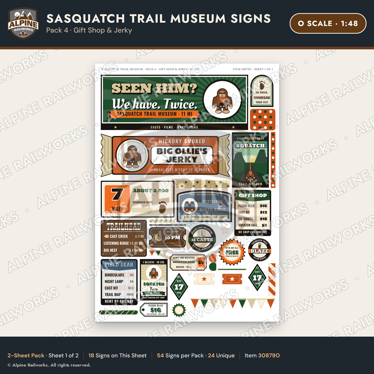 Alpine Railworks 30879O O Scale Roadside Signs - Bigfoot Museum
