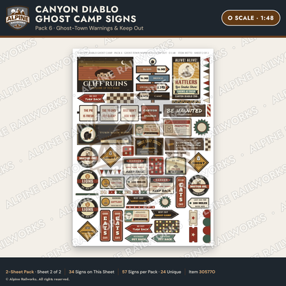 Alpine Railworks 30577O O Scale Roadside Signs - Desert Ghost Town