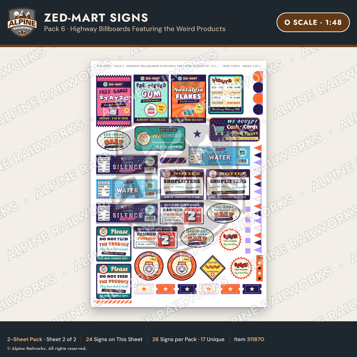 Alpine Railworks 31187O O Scale Grocery Store Signs - Funny Products