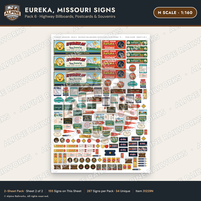 Alpine Railworks 31229N N Scale Eureka MO Signs - Billboards