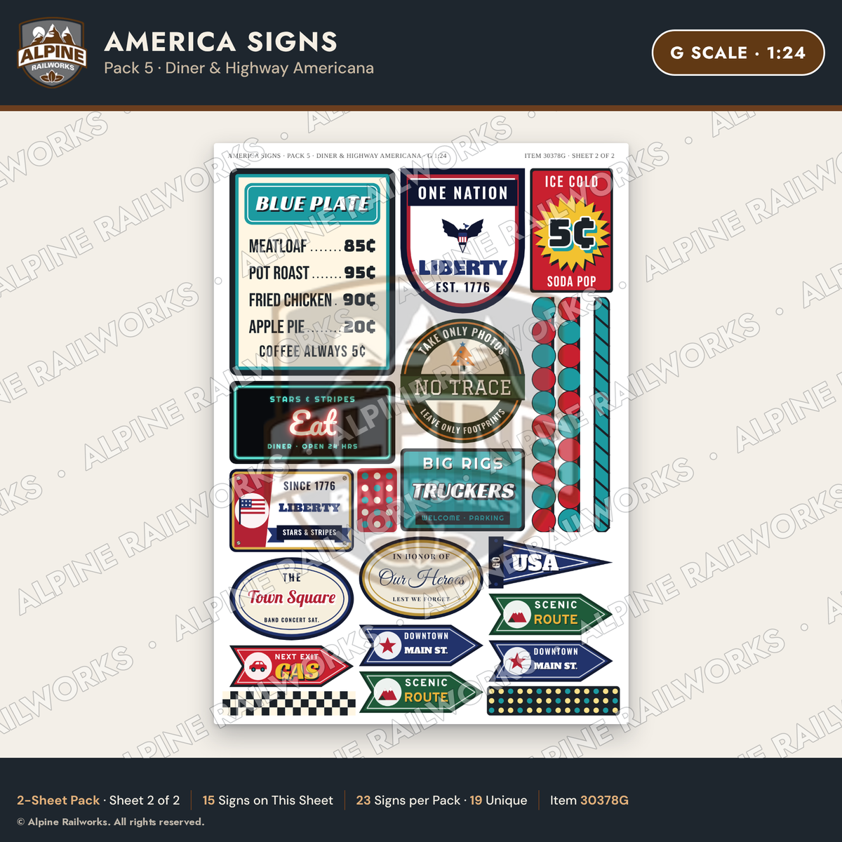 Alpine Railworks 30378G G Scale America Signs - Diner
