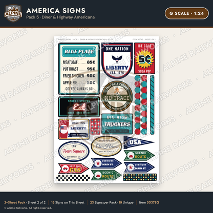 Alpine Railworks 30378G G Scale America Signs - Diner