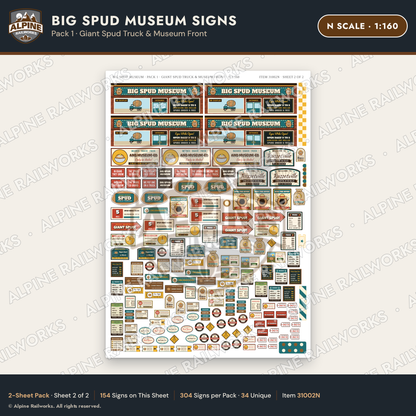 Alpine Railworks 31002N N Scale Roadside Signs - Potato Museum