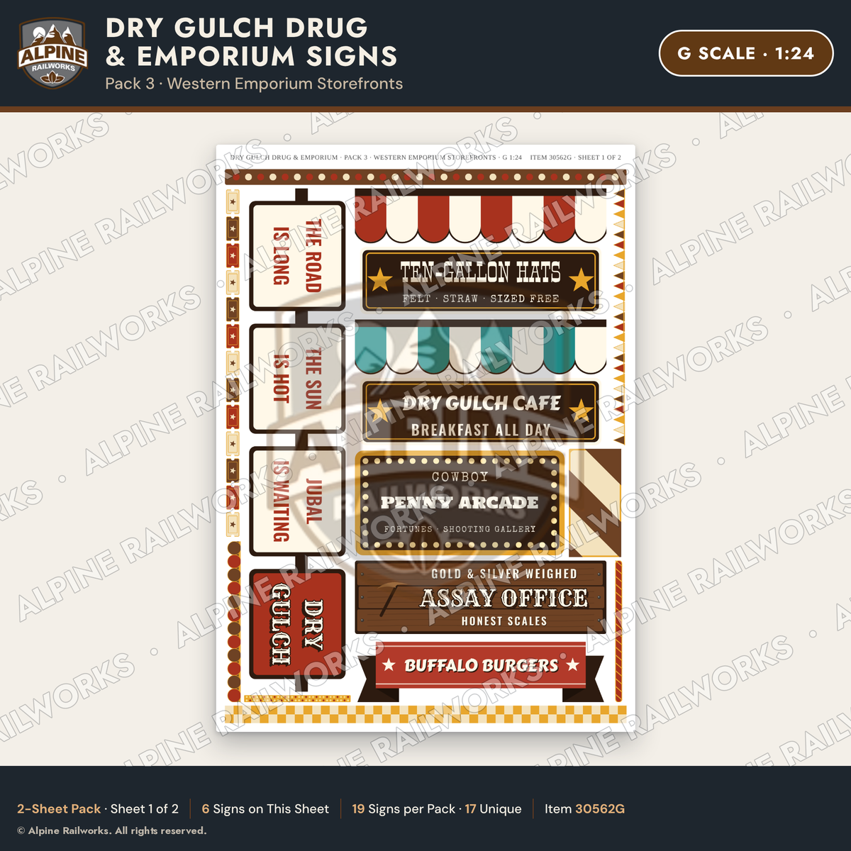 Alpine Railworks 30562G G Scale Roadside Signs - Western Drug Store