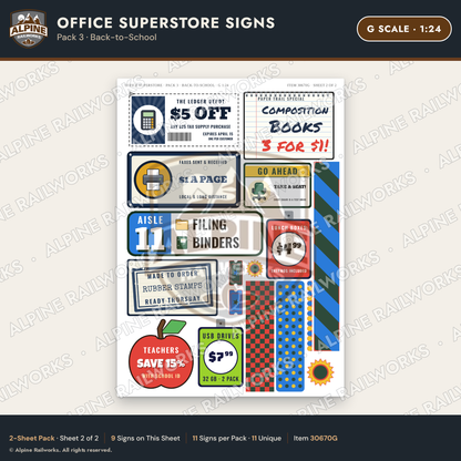 Alpine Railworks 30670G G Scale Office Superstore Signs