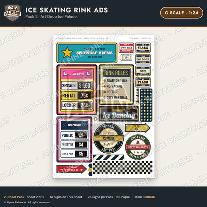 Alpine Railworks 30063G G Scale Ice Skating Rink Ads