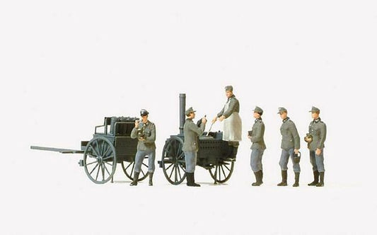 Preiser 16594 HO Scale Unpainted Figures The Chow Line Field Kitchen w/6 Figures