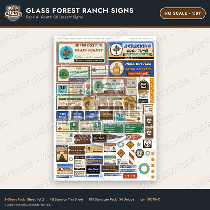 Alpine Railworks 31071HO HO Scale Roadside Signs - Bottle Tree Ranch