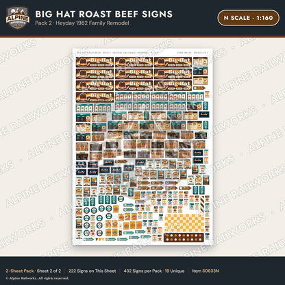 Alpine Railworks 30633N N Scale Fast Food Signs - Western Roast Beef