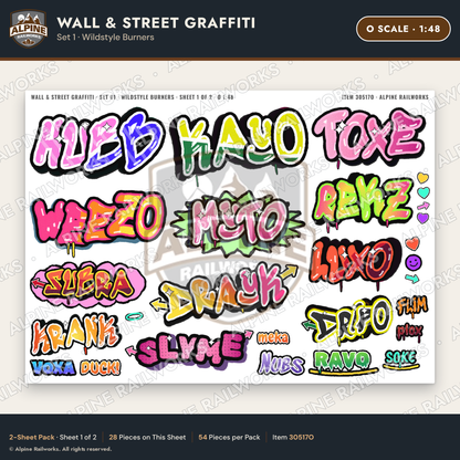 Alpine Railworks 30517O O Scale Wall & Street Graffiti Cut-Outs
