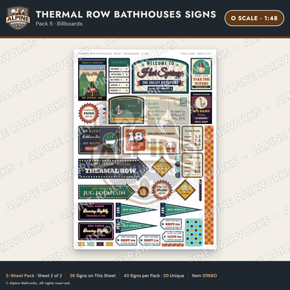 Alpine Railworks 31168O O Scale Roadside Signs - Hot Springs