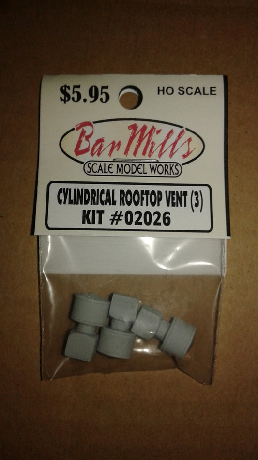 Bar Mills 2026 HO Scale Cylindrical Roof Vents (3 Pack) - Resin Castings