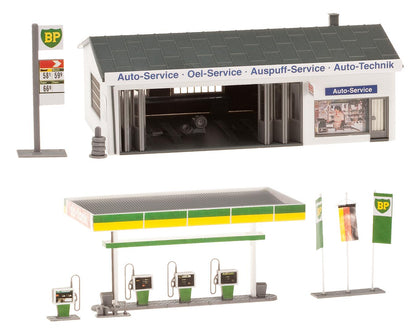 Faller 130345 HO Scale Petrol Station w/Service Bay Kit