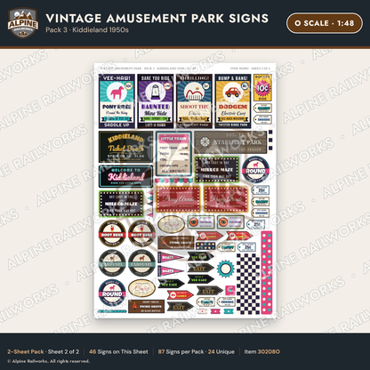 Alpine Railworks 30208O O Scale Vintage Amusement Park Signs