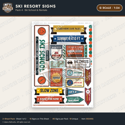 Alpine Railworks 30245G G Scale Ski Resort Signs - Ski School
