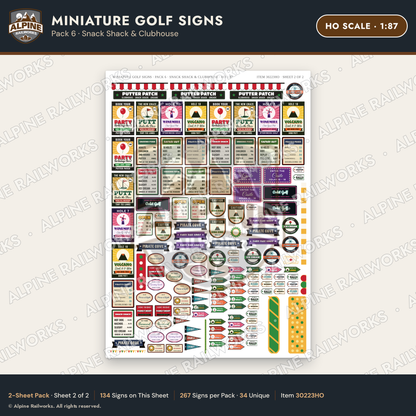 Alpine Railworks 30223HO HO Scale Miniature Golf Signs - Snack Shack