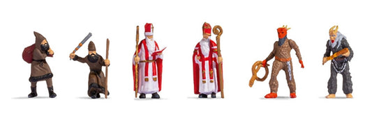 Noch 15929 HO Scale Santa Claus and Knecht Ruprecht -- pkg(6)