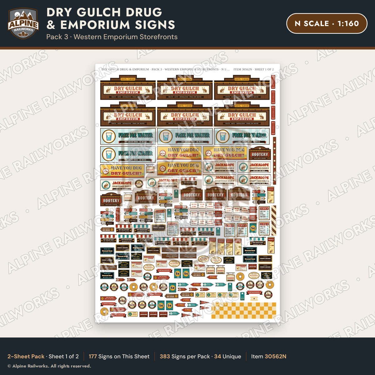 Alpine Railworks 30562N N Scale Roadside Signs - Western Drug Store
