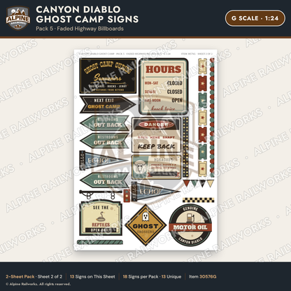 Alpine Railworks 30576G G Scale Roadside Signs - Desert Ghost Town