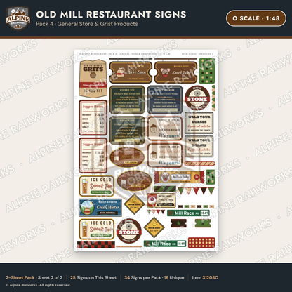 Alpine Railworks 31203O O Scale Old Mill Signs - General Store