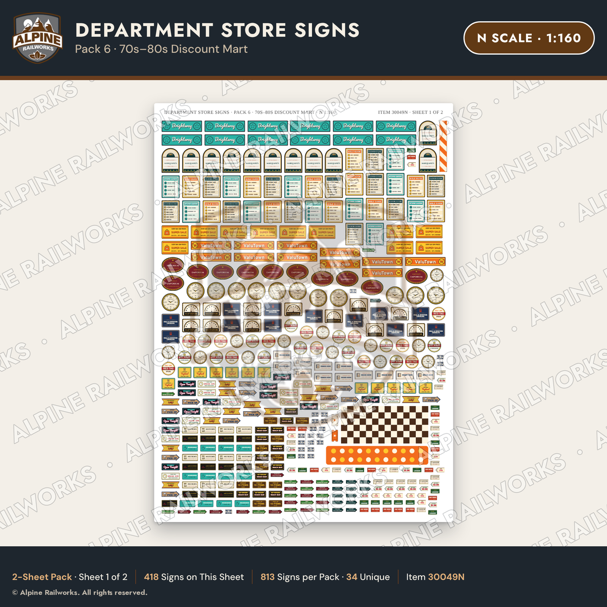Alpine Railworks 30049N N Scale Department Store Signs