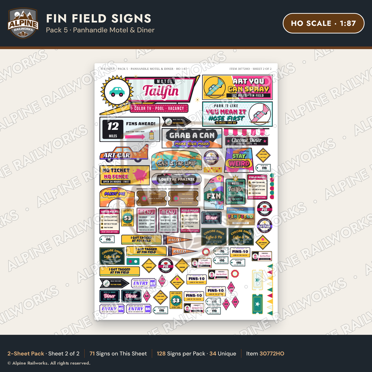 Alpine Railworks 30772HO HO Scale Roadside Signs - Buried Car Art