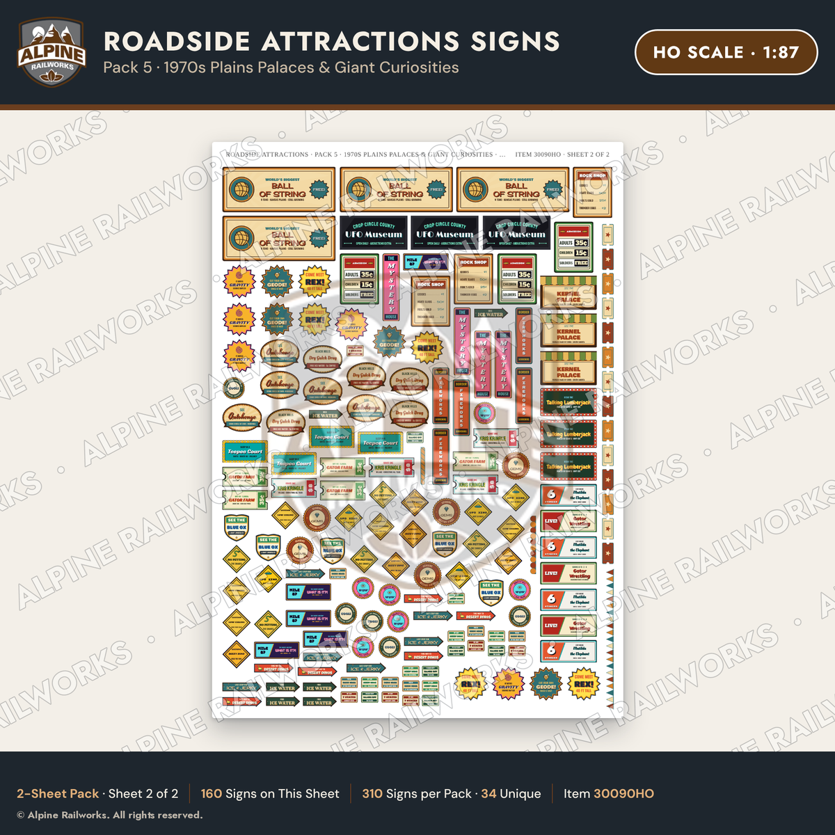 Alpine Railworks 30090HO HO Scale Roadside Attractions Signs