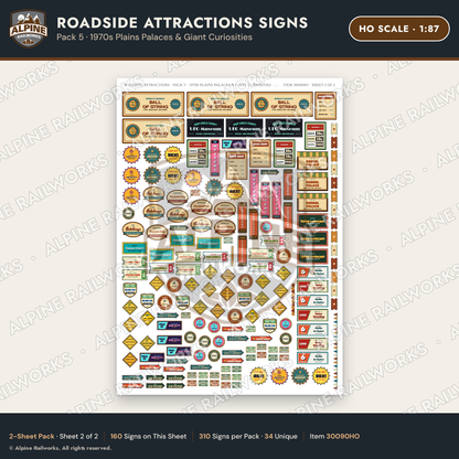Alpine Railworks 30090HO HO Scale Roadside Attractions Signs