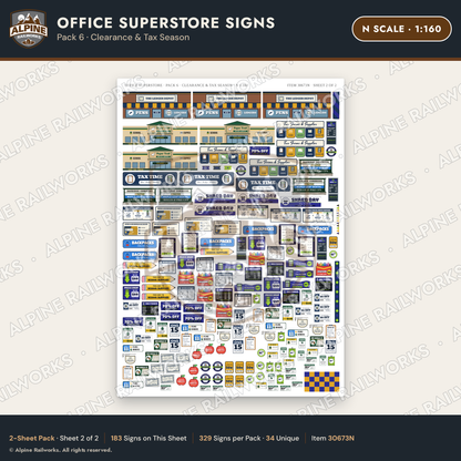 Alpine Railworks 30673N N Scale Office Superstore Signs - Clearance