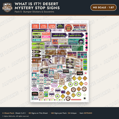 Alpine Railworks 30754HO HO Scale Roadside Signs - Desert Mystery Stop