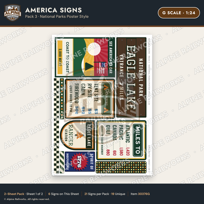 Alpine Railworks 30376G G Scale America Signs
