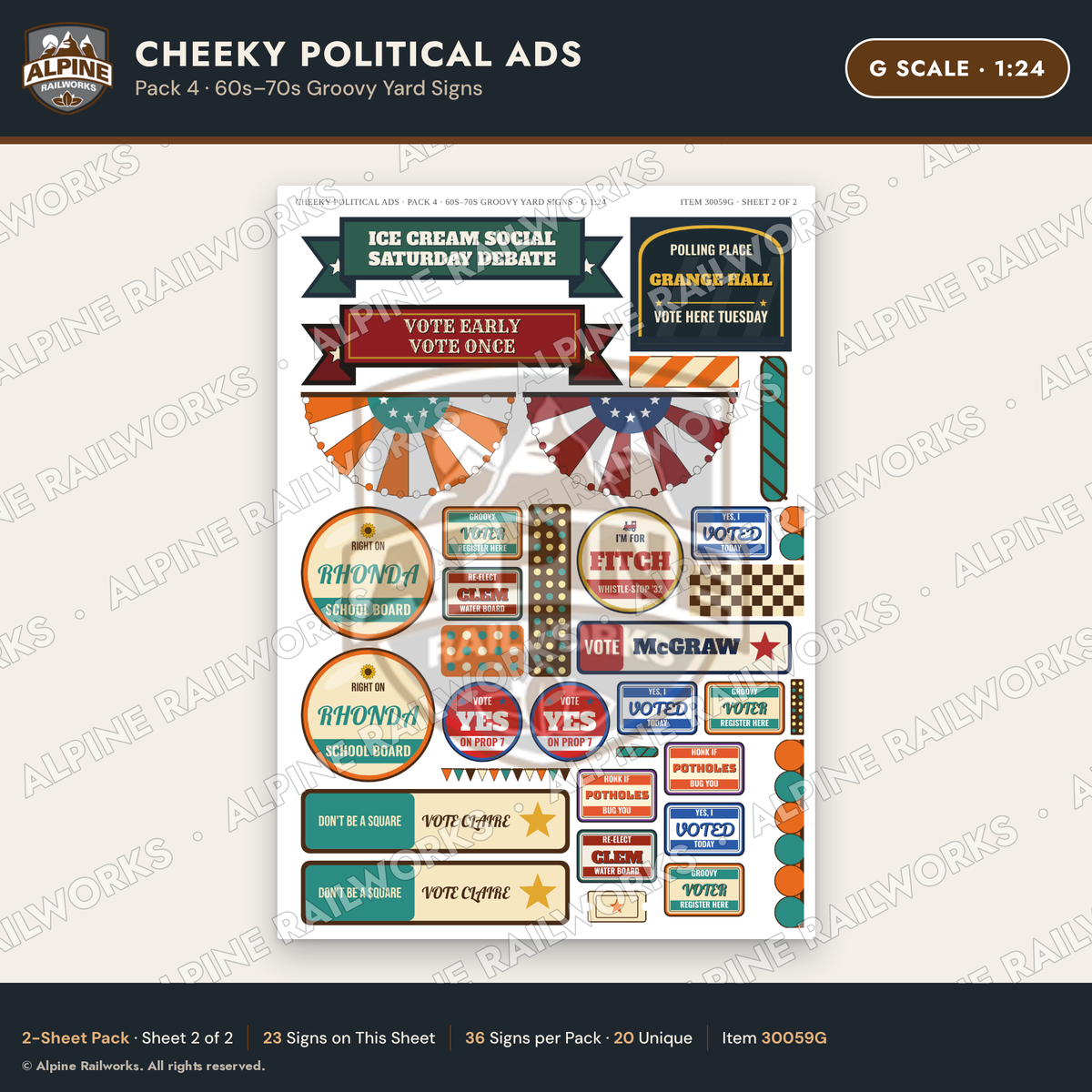 Alpine Railworks 30059G G Scale Cheeky Political Ads