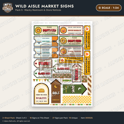 Alpine Railworks 30552G G Scale Roadside Signs - Jungle Grocery Store